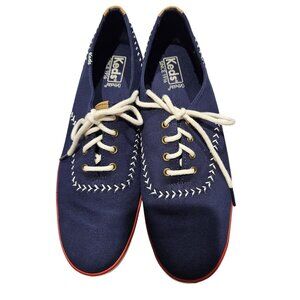 Keds Ortholite Woman SZ 10 Navy Baseball Canvas Shoes Novelty Comfort Worn Once